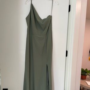 Amsale size 12 bridesmaid dress in color Olive.